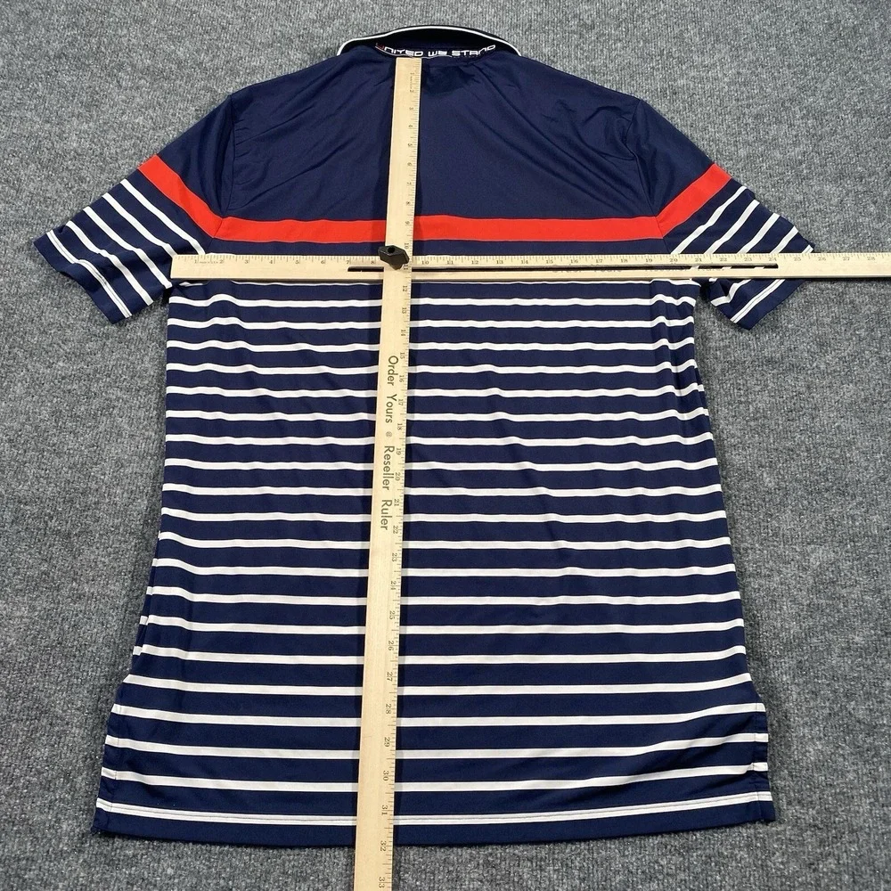 RLX Ralph lauren Mens Medium Performance Fabric Wicking Golf Striped Polo Shirt